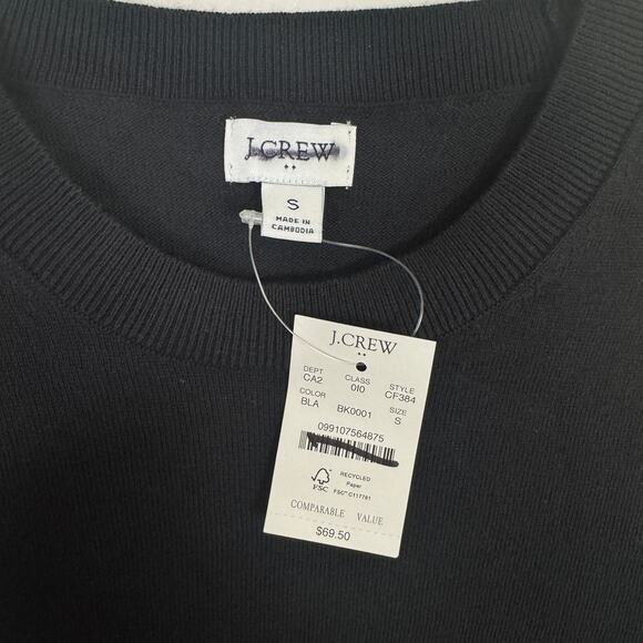 J.Crew Short-Sleeve Cotton Crewneck Sweater Tee WMNS S Black Stretch Classic Fit - Picture 3 of 6